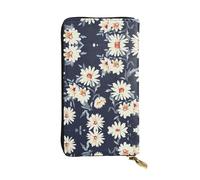 Portafoglio lungo in pelle con stampa margherita - Portafoglio personalizzato alla moda, scomparti multipli per schede, pronto per il regalo, nero, Taglia unica