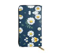 Portafoglio lungo in pelle con stampa margherita - Portafoglio personalizzato alla moda, scomparti multipli per schede, pronto per il regalo, nero, Taglia unica