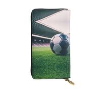 Portafoglio lungo in pelle con stampa pallone da calcio - Portafoglio personalizzato alla moda, scomparti multipli per schede, regalo pronto, nero, taglia unica, Nero, One Size