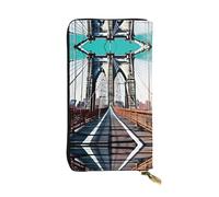 Portafoglio lungo in pelle con stampa ponte di Brooklyn - Portafoglio personalizzato alla moda, scomparti multipli per schede, regalo pronto, nero, taglia unica, Nero, One Size