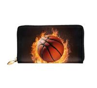 Portafoglio lungo in pelle da basket, grande capacità, in morbida pelle PU, per donna, con più scomparti per carte, tasca per telefono e portamonete con cerniera, elegante porta carte per telefono e p