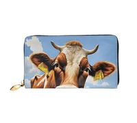 Portafoglio lungo in pelle di mucca, grande capacità, morbido portafoglio in pelle PU per donna con più scomparti per carte, tasca per telefono e portamonete con cerniera, elegante porta carte per tel