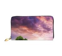 Portafoglio lungo in pelle Lavender Fields, borsa in morbida pelle PU di grande capacità per donna con più scomparti per carte, tasca per telefono e portamonete con cerniera, elegante porta carte per