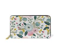 Portafoglio lungo in pelle marrone disegnato a mano retrò americano selvaggio West Desert Horse con cowboy donna cerniera portafoglio lungo, organizer di grande capacità custodia sottile portamonete