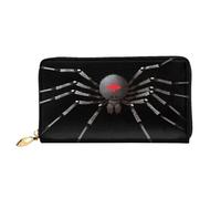 Portafoglio lungo in pelle nera Spider, borsa in morbida pelle PU di grande capacità per donna con più scomparti per carte, tasca per telefono e portamonete con cerniera, elegante porta carte per tele