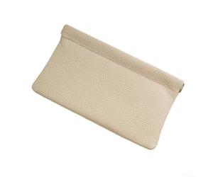 Portafoglio lungo in pelle PU con chiusura automatica sicura, adatto per passaporto e oggetti quotidiani (grigio)