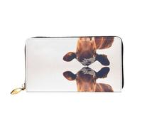 Portafoglio lungo palmare da donna in pelle di pesca colorato portafoglio palmare lungo utilizzato per carta di credito contanti monete, Mucca animale, One Size, Casual