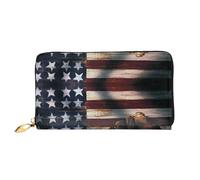 Portafoglio lungo palmare da donna in pelle di pesca colorato portafoglio palmare lungo utilizzato per carta di credito contanti monete, Baseball Bandiera Americana, One Size, Casual