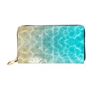 Portafoglio lungo palmare da donna in pelle di pesca colorato portafoglio palmare lungo utilizzato per carta di credito contanti monete, Spiaggia Stella, One Size, Casual