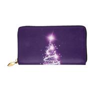 Portafoglio lungo palmare da donna in pelle di pesca colorato portafoglio palmare lungo utilizzato per carta di credito contanti monete, Albero di Natale Viola, One Size, Casual