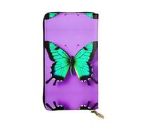 Portafoglio lungo viola con stampa farfalla in pelle stampata - Portafoglio personalizzato alla moda, scomparti multipli per schede, regalo pronto, nero, taglia unica, Nero, One Size