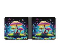 Portafoglio Magic s Mushroom da uomo, resistente in pelle PU, a due ante con portamonete e organizer sicuro per carte di credito.