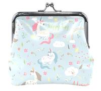Portafoglio magico personalizzato con unicorno blu per le donne, fibbia in pelle per il cambio di denaro per ragazze unicorno magico blu UNITALLA unicorno magico blu UNITALLA Classic, Unicorno magico