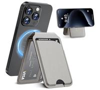Portafoglio magnetico per iPhone con supporto regolabile, 5 porta carte, blocco RFID, finestra ID, portafoglio in pelle PU per iPhone 15/14/13/12, non per iPhone 13/12Mini, Grigio, Mini, Classico