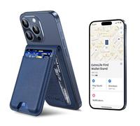 Portafoglio Magsafe, funziona con Apple Find My, portafoglio magnetico più forte per iPhone 17/16/15/14/13/12, supporto regolabile, WalletTracker, 6 porta carte, pelle vegana, blu