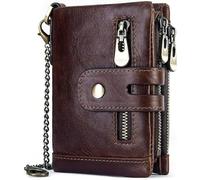 Portafoglio maschile in pelle con tasca per moneta bifold del doppio doppio con doppio tasca con cassetta multifunzionale in cima della catena con una tasca per la moneta per insegne minimalista con