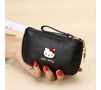 Portafoglio mini carino di Hello Kitty di Sanrio con design a cartone animato, in pelle PU, chiusura con cerniera, attacco per portachiavi, stile compatto da donna, porta carte, regalo di compleanno, 