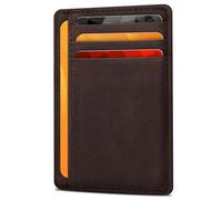 Portafoglio minimalista in pelle per uomini e donne RFID tasca frontale portafogli porta carte in pelle, Cacciatore marrone, Small, Minimalista