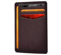 Portafoglio minimalista in pelle per uomini e donne RFID tasca frontale portafogli porta carte in pelle, Mora, Small, Minimalista