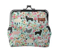 Portafoglio minimalista leggero con animali della fattoria per spostamenti quotidiani e avventure di viaggio, nero, Taglia unica, Art Deco