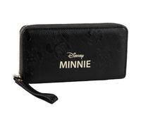Portafoglio Minnie Mouse Donna con Zip e Cinturino Portafoglio Lungo Nero in PU Porta Carte e Portamonete con Chiusura Zip Logo Disney Oro 19 x 10 x 2,5 cm Idea Regalo Disney Elegante