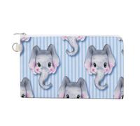 Portafoglio morbido con pochette, borsa da donna in tela con cerniera, borsa per il trucco, portamonete, banconote, 19,1 x 11,6 cm, stampa con cartoni animati, teste di elefante grigie senza cuciture