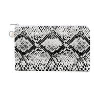 Portafoglio morbido con pochette, borsa da donna in tela con cerniera, borsa per il trucco, portamonete, banconote, 19,1 x 11,6 cm, stampa pelle di serpente, texture animale, nero, bianco, senza cucit