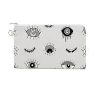 Portafoglio morbido con pochette, borsa da donna in tela con cerniera, borsa per il trucco, portamonete, banconote, 19,1 x 11,6 cm, stampa con disegno di scarabocchio, magia malvagia, stregoneria, sim