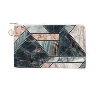 Portafoglio morbido con pochette, borsa da donna in tela con cerniera, borsa per il trucco, portamonete, banconote, 19 x 11 cm, stampa geometrica, mosaico in marmo, pietra artificiale, piastrelle in m