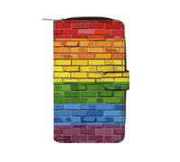 Portafoglio multifunzionale in pelle con bandiera arcobaleno, progresso e o