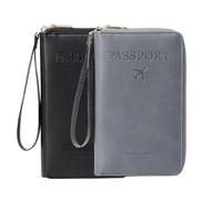 Portafoglio multifunzionale per passaporto RFID, porta passaporto RFID per portafoglio, custodia da viaggio antifurto per custodia protettiva antifurto, nero e grigio., moderno