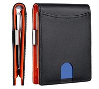 Portafoglio multifunzione da uomo in pelle bovina di grande capacità in fibra di grano, custodia a portafoglio A50 per uomo (BK2, taglia unica)