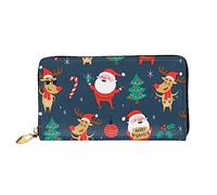 Portafoglio natalizio in pelle con Babbo Natale, porta carte di credito, borsa lunga con cerniera e portamonete per telefono, nero, taglia unica, Nero , Taglia unica