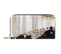 Portafoglio Pelle Pelle Zip Borsa Lunga C di Mucche Bianche e Nere