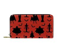 Portafoglio Pelle Pelle Zip Borsa Lunga Halloween Devil Pattern-01
