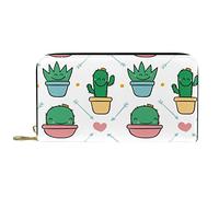 Portafoglio Pelle Pelle Zip Borsa Lunga Sorridente Cactus Freccia Rosa Love Heart Pattern