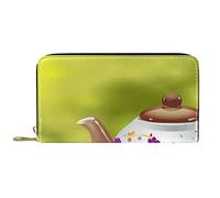 Portafoglio Pelle Pelle Zip Borsa Lunga Teiera e Tazza