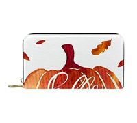 Portafoglio Pelle Pelle Zip Borsa Lunga Zucca Hello Autumn Fall