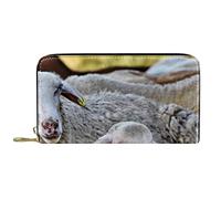 Portafoglio Pelle Pelle Zip Portafoglio lungo Agnelli sdraiati sull'erba