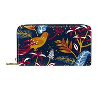 Portafoglio Pelle Pelle Zip Portafoglio lungo Birds in Nature Design Paint