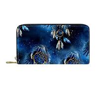 Portafoglio Pelle Pelle Zip Portafoglio Lungo Blu Dreamcatcher