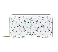 Portafoglio Pelle Pelle Zip Portafoglio Lungo Blu Fiorellini