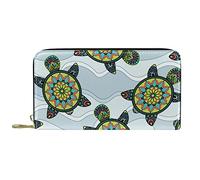 Portafoglio Pelle Pelle Zip Portafoglio lungo Boho Sea Turtle Ortoise