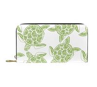 Portafoglio Pelle Pelle Zip Portafoglio Lungo Boho Verde Chiaro Sea Turtle