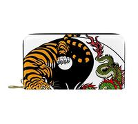 Portafoglio Pelle Pelle Zip Portafoglio lungo Dragon and Tiger Battle