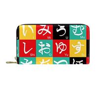 Portafoglio Pelle Pelle Zip Portafoglio Lungo Lettera Giapponese