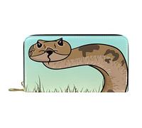 Portafoglio Pelle Pelle Zip Portafoglio lungo Marrone Serpente a sonagli Alla ricerca della preda