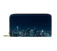 Portafoglio Pelle Pelle Zip Portafoglio Lungo Night of City Pattern