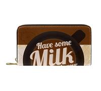Portafoglio Pelle Pelle Zip Portafoglio lungo Porta un po' di latte nel tuo caffè