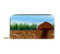 Portafoglio Pelle Pelle Zip Portafoglio lungo Rabbit Family Living in the Hole